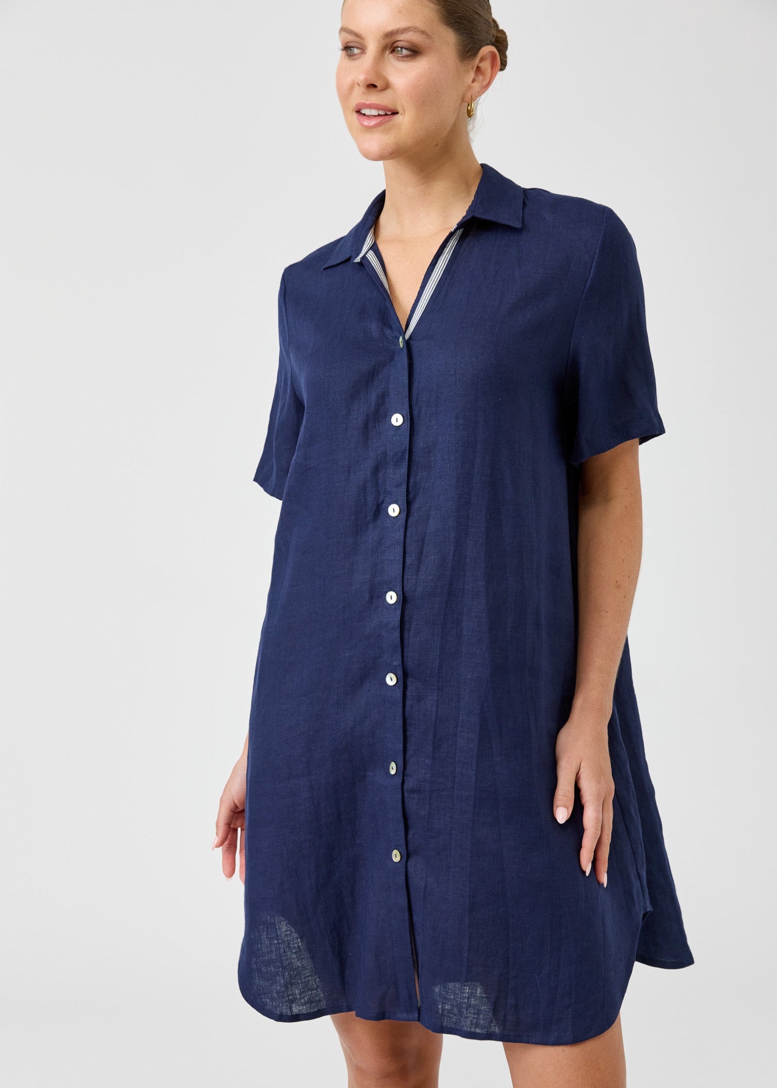 Studio Short Shirt Dress ~ Navy