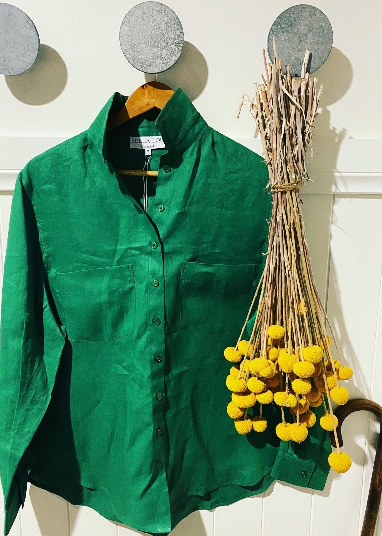 Boyfriend Linen Shirt ~ Emerald