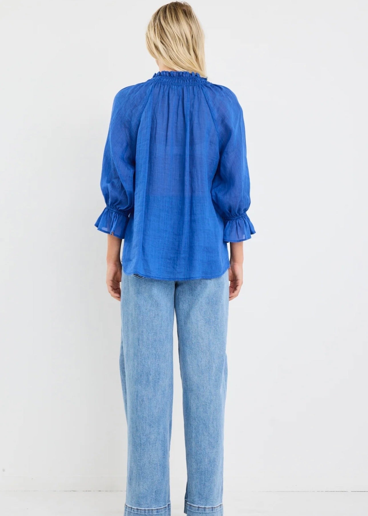 Expedition Shirred Neck Top ~ Blue