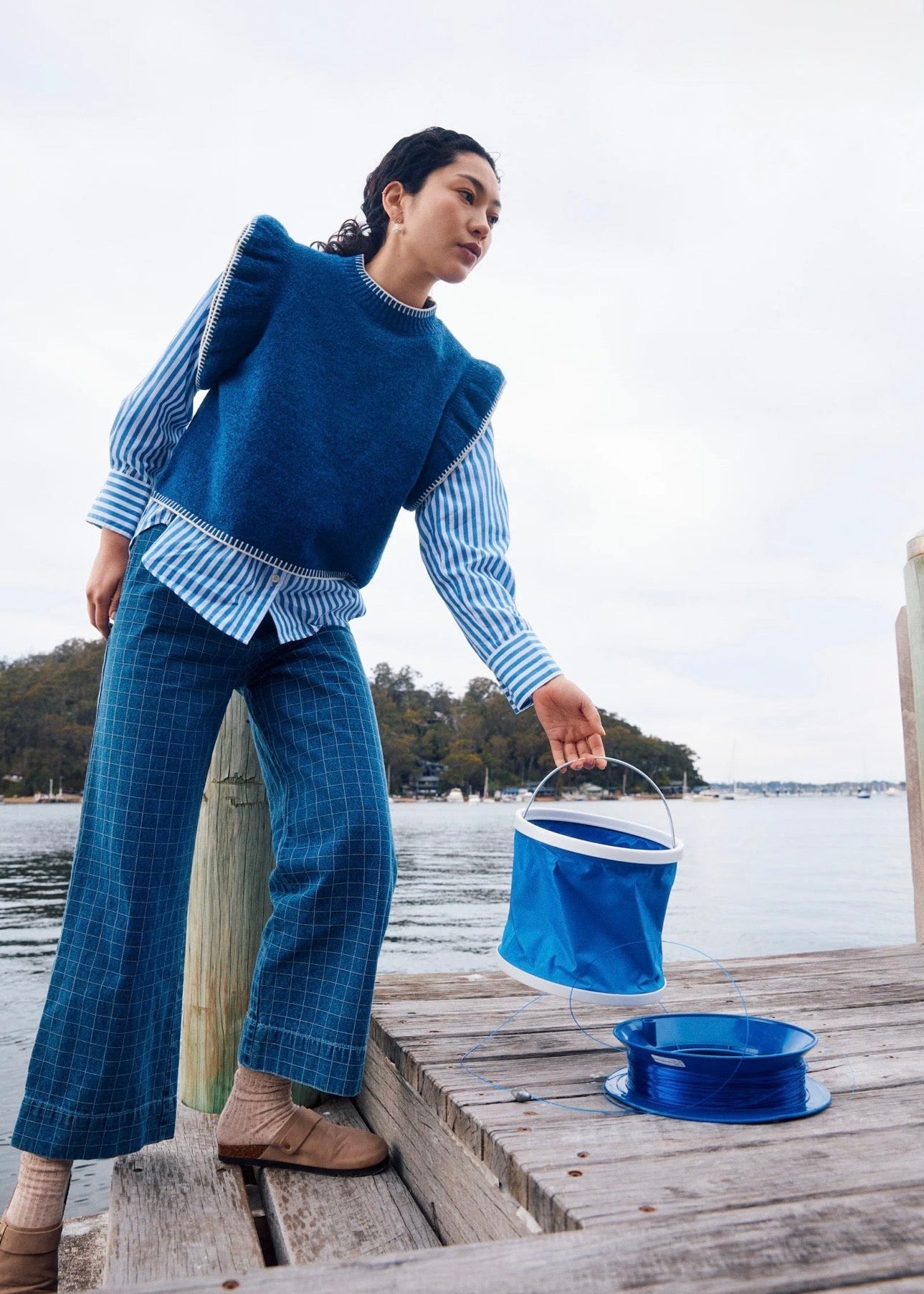 Athena Frill Knit Top ~ Cobalt