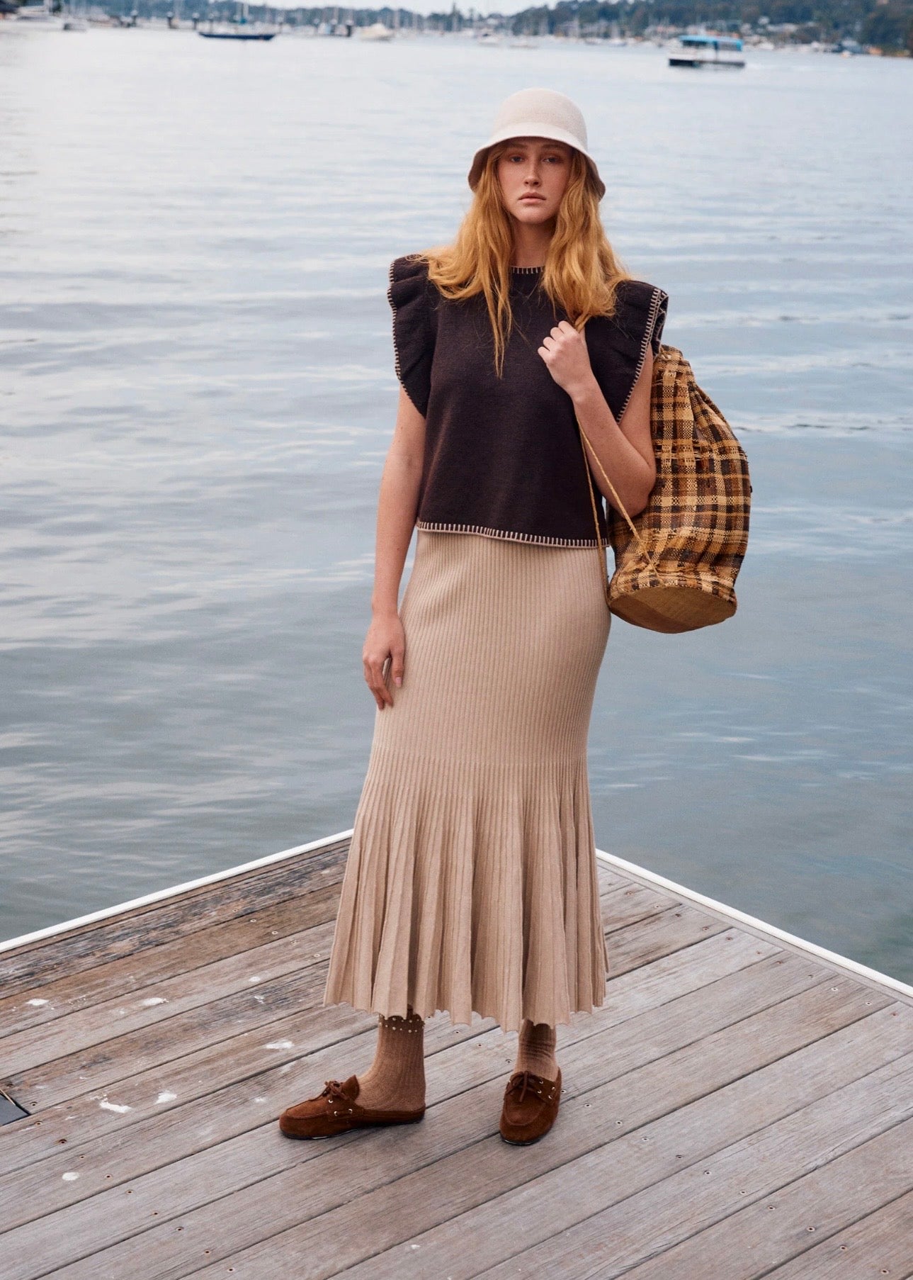 Athena Frill Knit Top ~ Chocolate