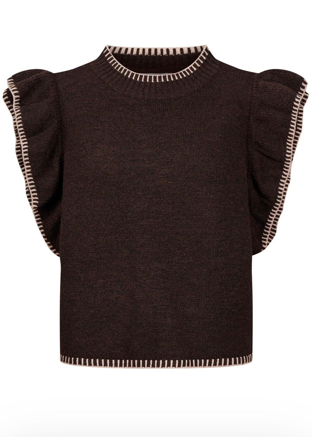 Athena Frill Knit Top ~ Chocolate
