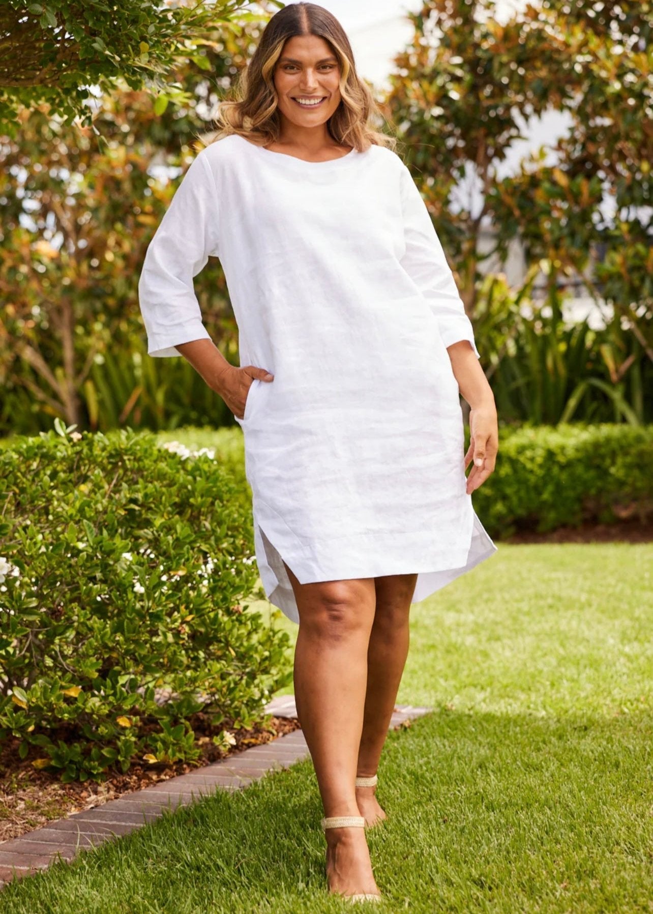 Boatneck Shift Dress ~ White