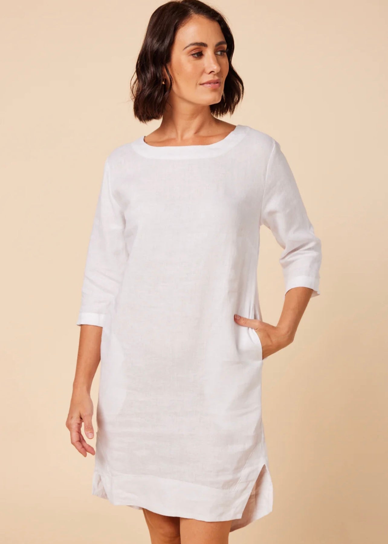 Boatneck Shift Dress ~ White