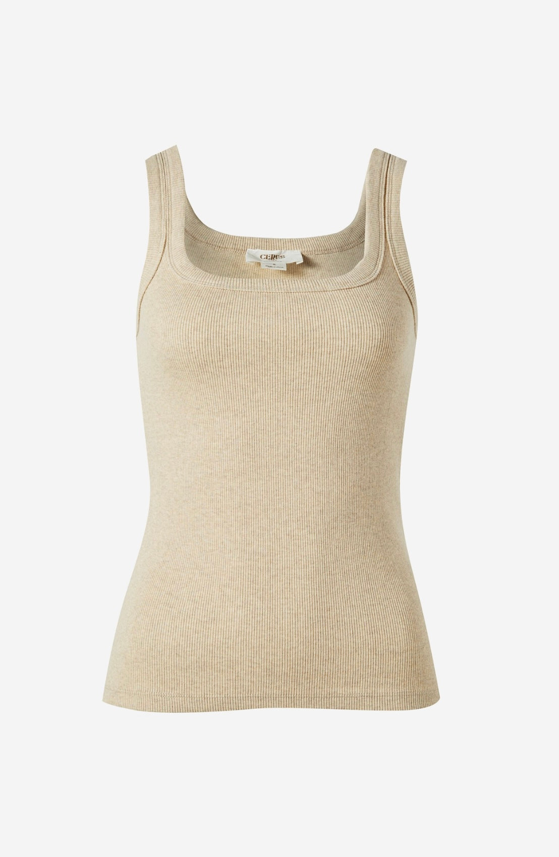 Zaeli Contour Rib Square Neck Tank ~ Oatmeal