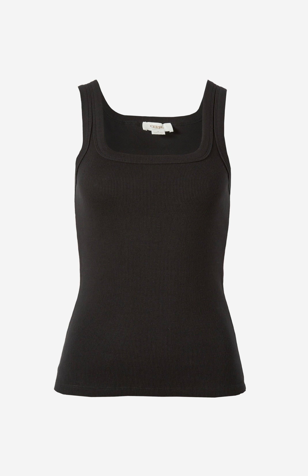 Zaeli Contour Rib Square Neck Tank ~ Black