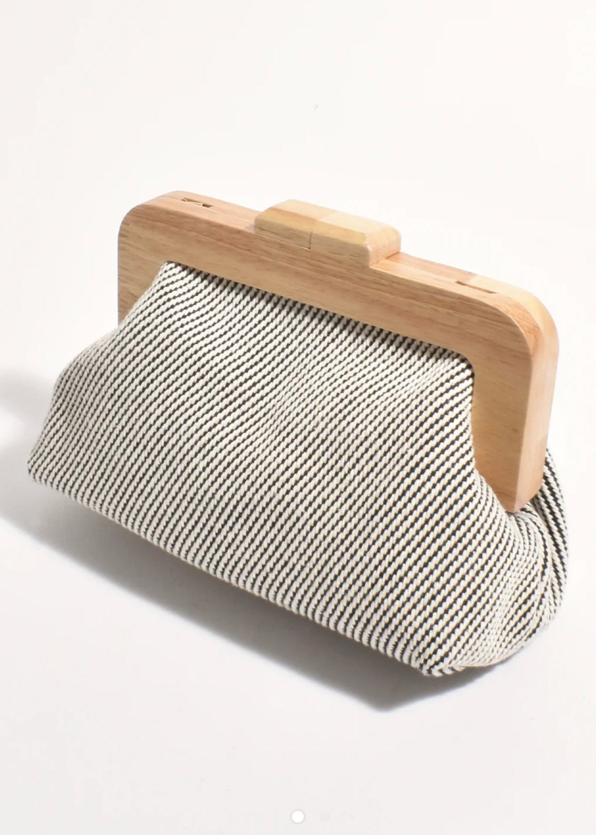 Tessa Fabric Weave Timber Clutch ~ Black/Natural