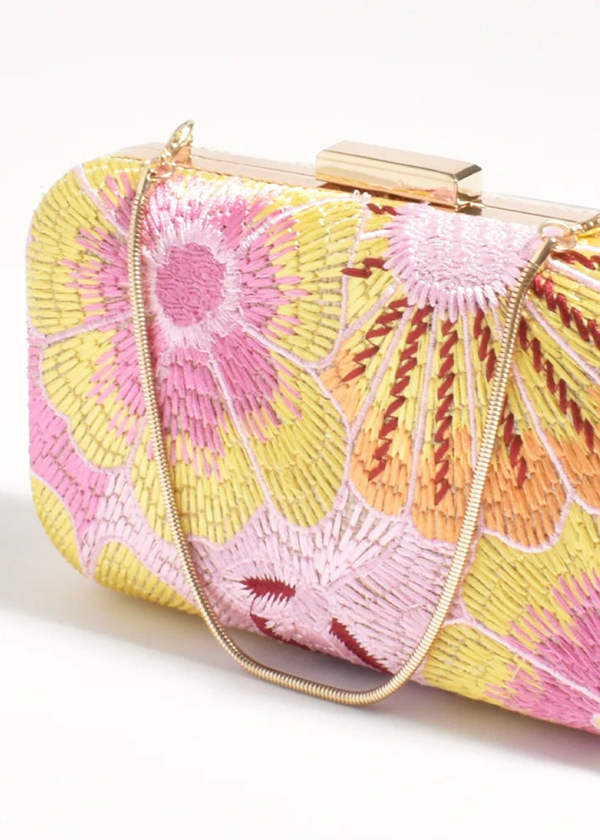 Calypso Floral Woven Clutch ~ Multi