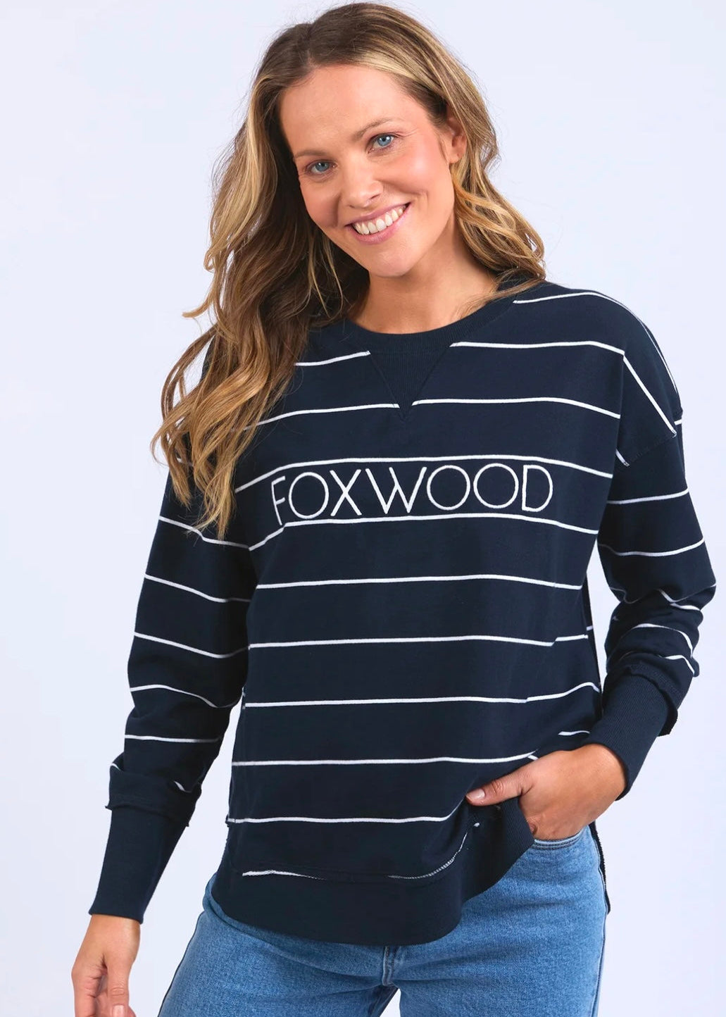 Simplified Crew ~ Navy/White Stripe