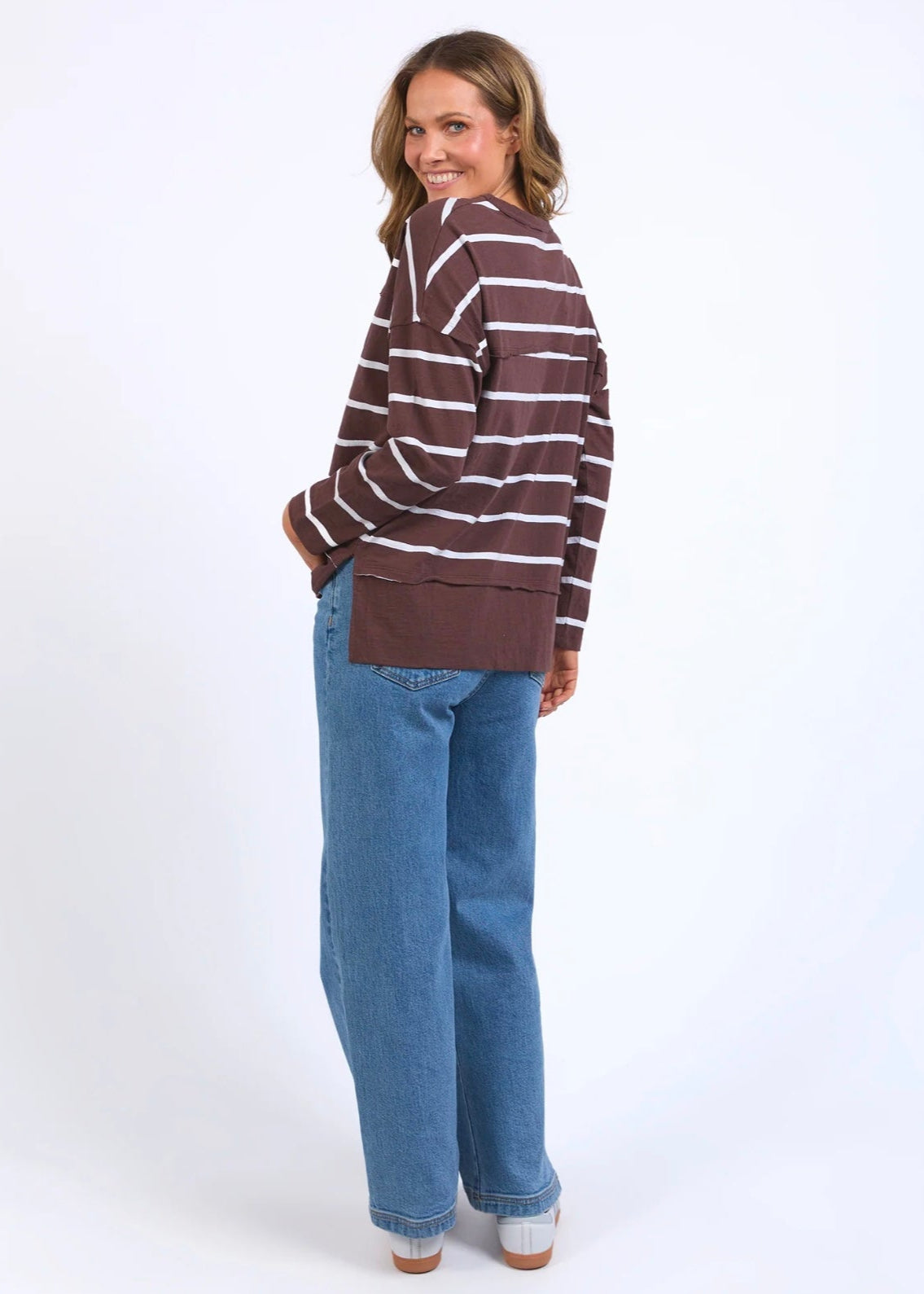 Jayne Stripe Throw On Top ~ Chocolate/White