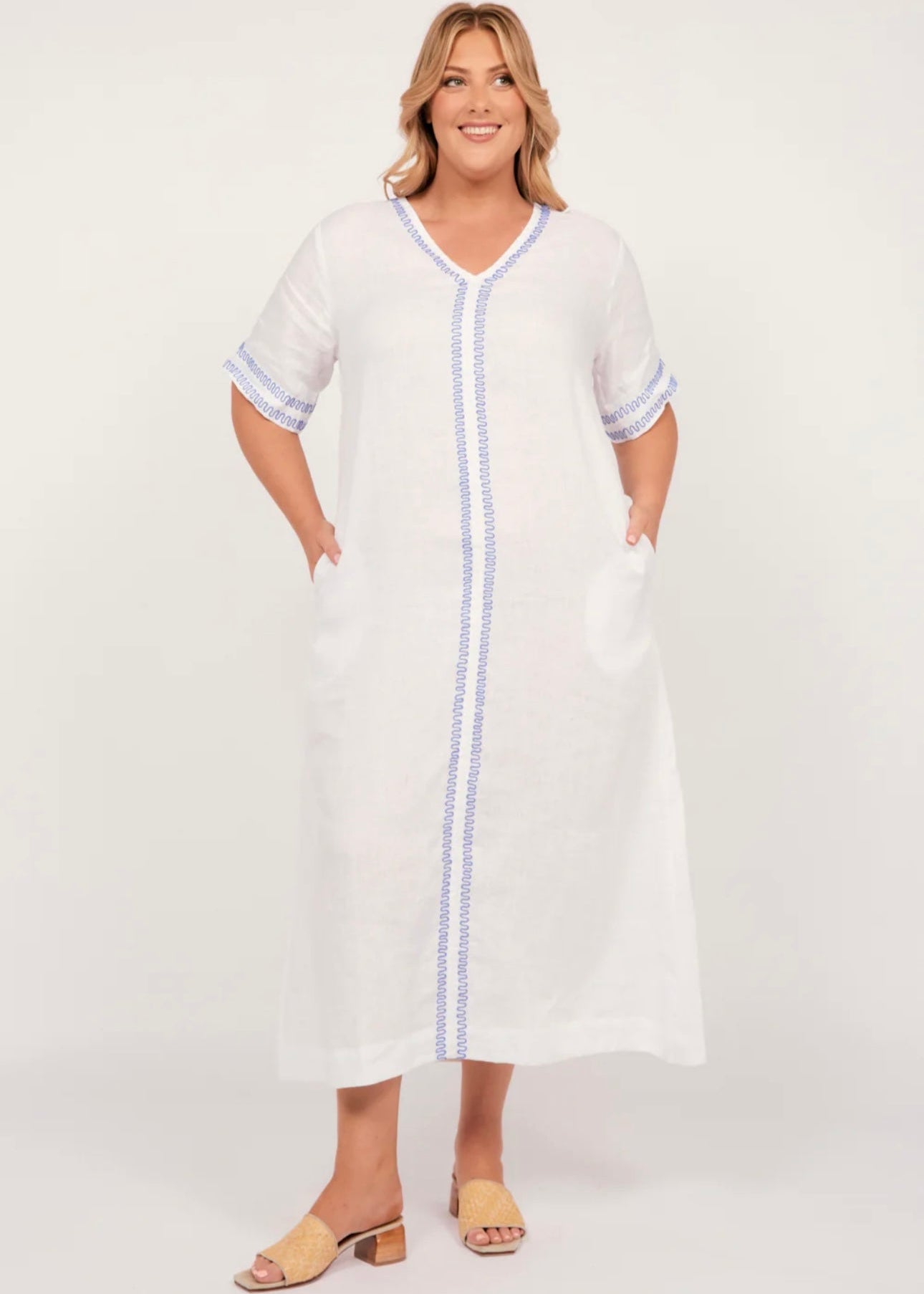 Tamara Linen Maxi Dress ~ Island Breeze