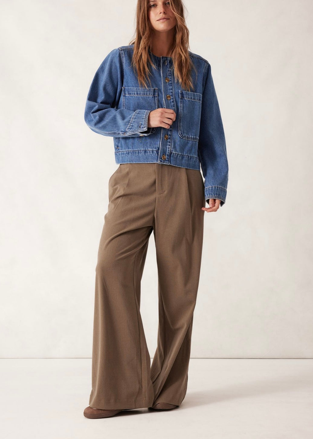 Collarless Denim Jacket ~ Fresh Indigo