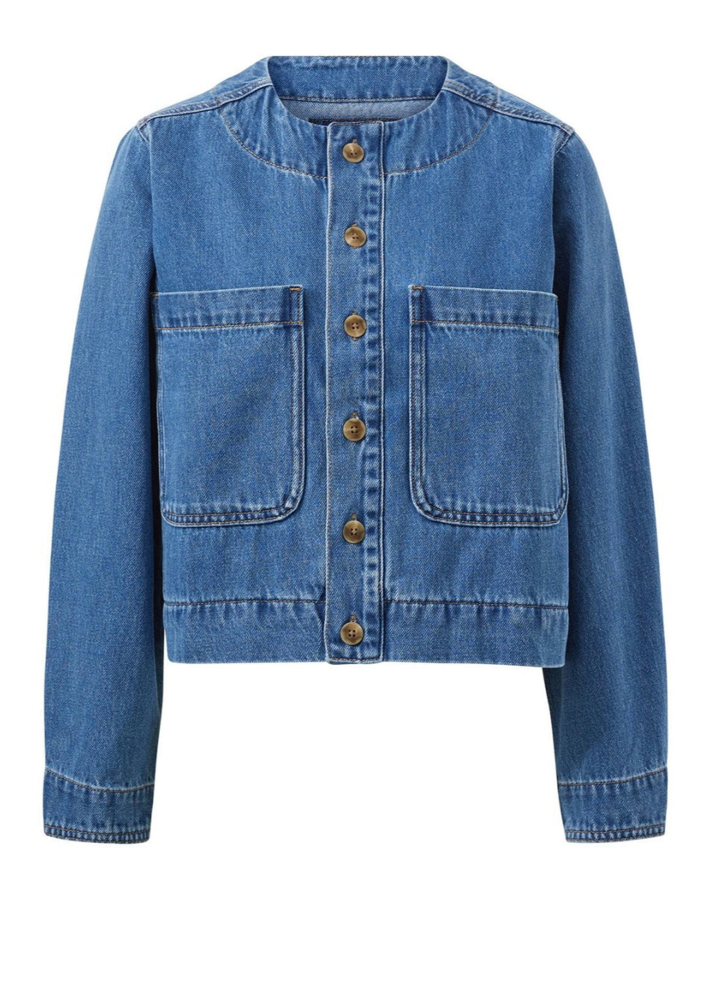 Collarless Denim Jacket ~ Fresh Indigo