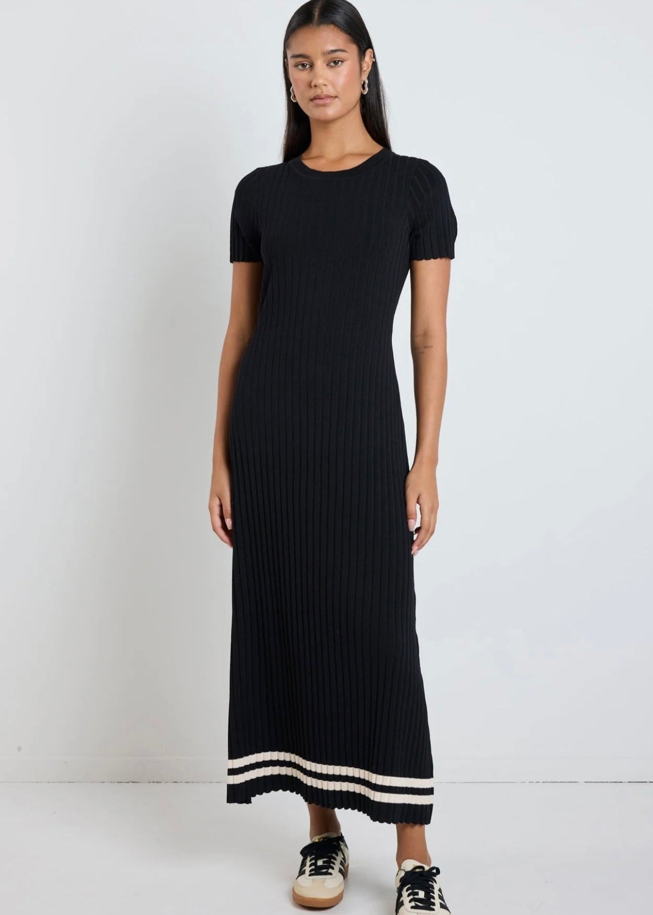 Taken Crewneck SS Dress ~ Black Stripe