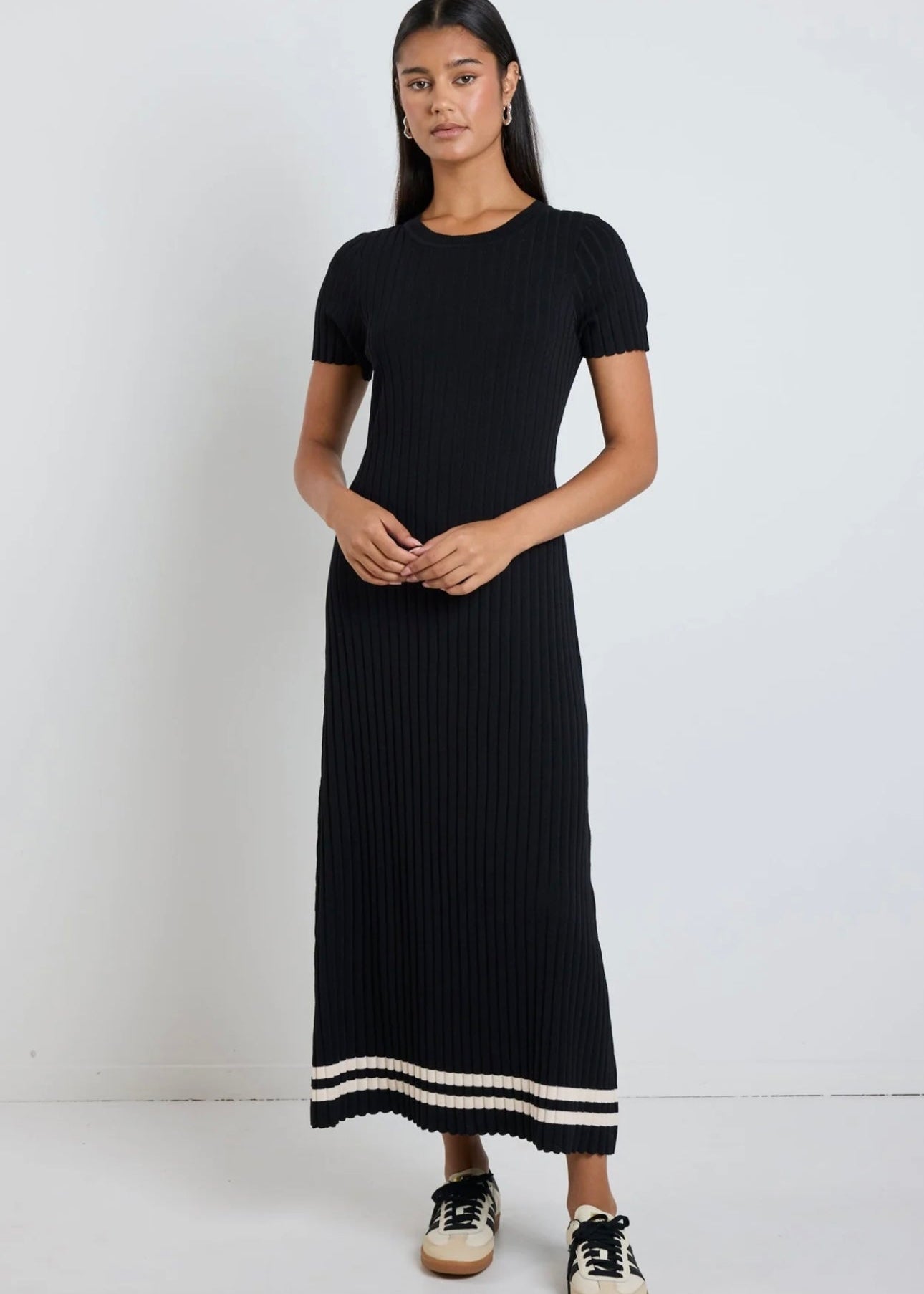 Taken Crewneck SS Dress ~ Black Stripe