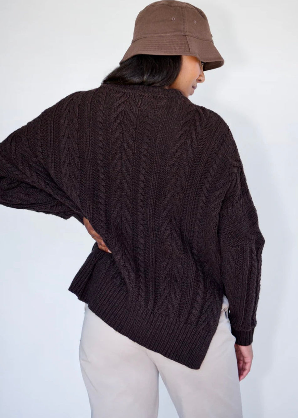 Soft Touch Cable Pullover ~ Chocolate