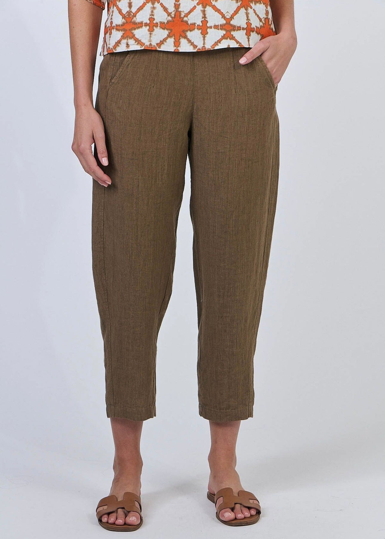 Cropped Linen Pant ~ Tobacco
