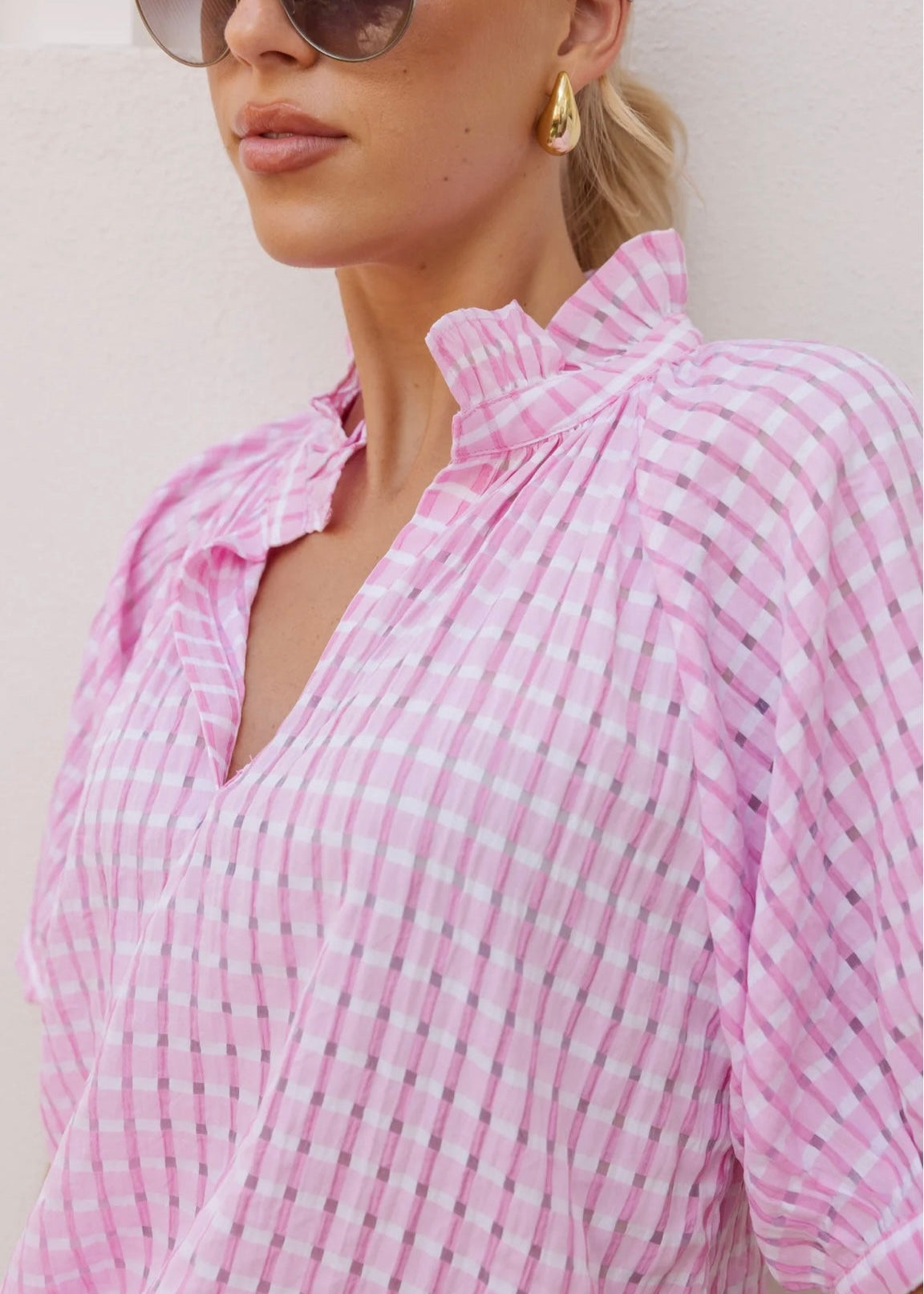 Presto Blouse ~ Chequer Pink