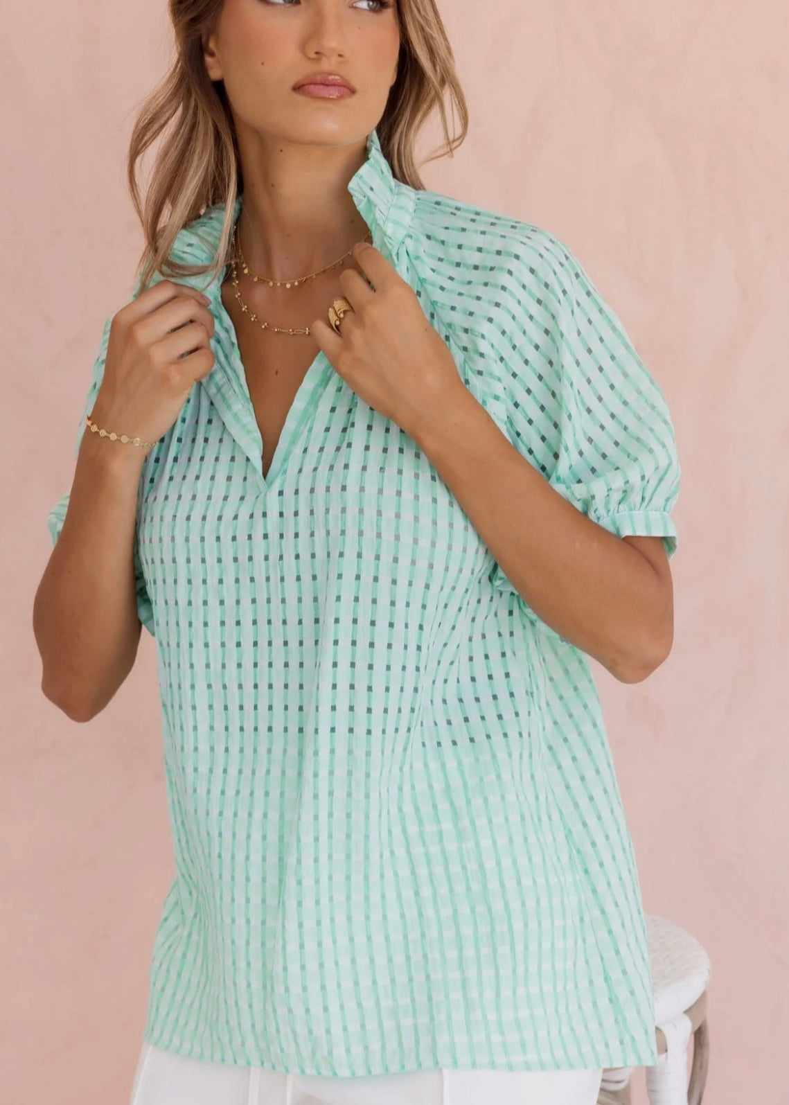 Presto Blouse ~ Chequer Green