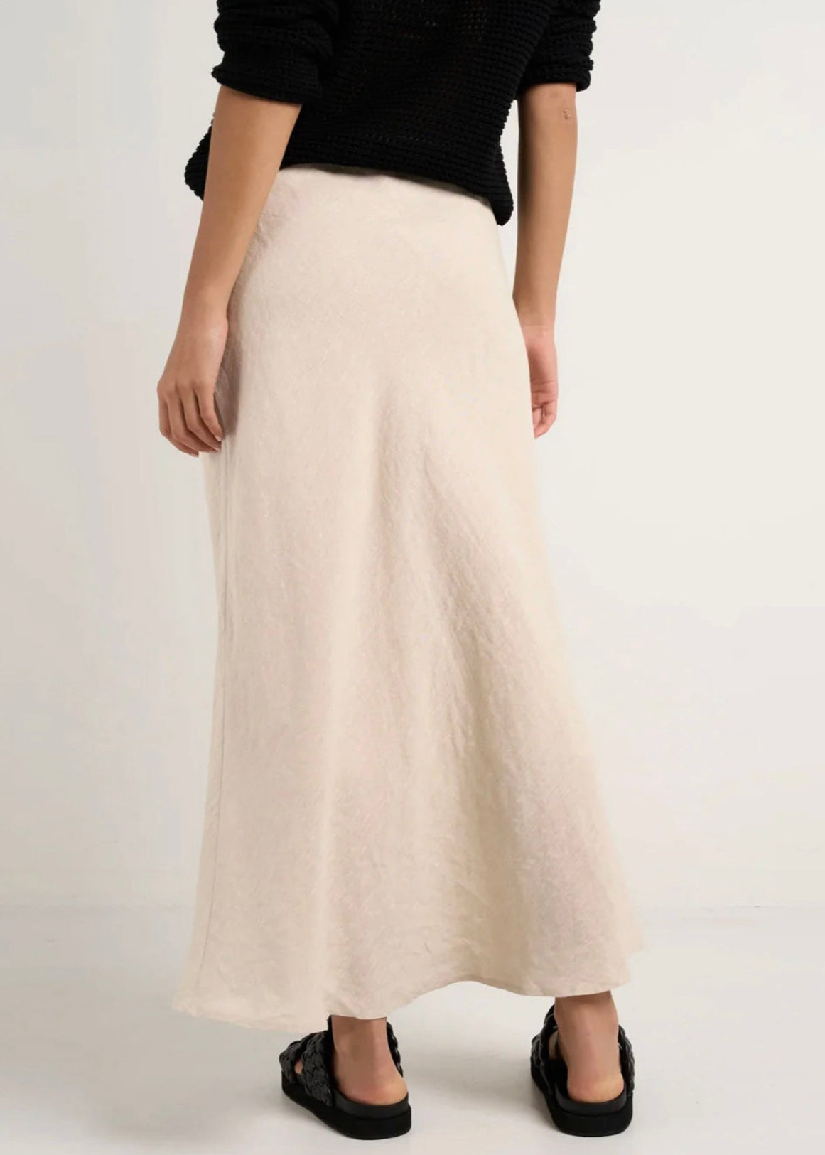 Bliss Linen Bias Midi Skirt ~ Natural