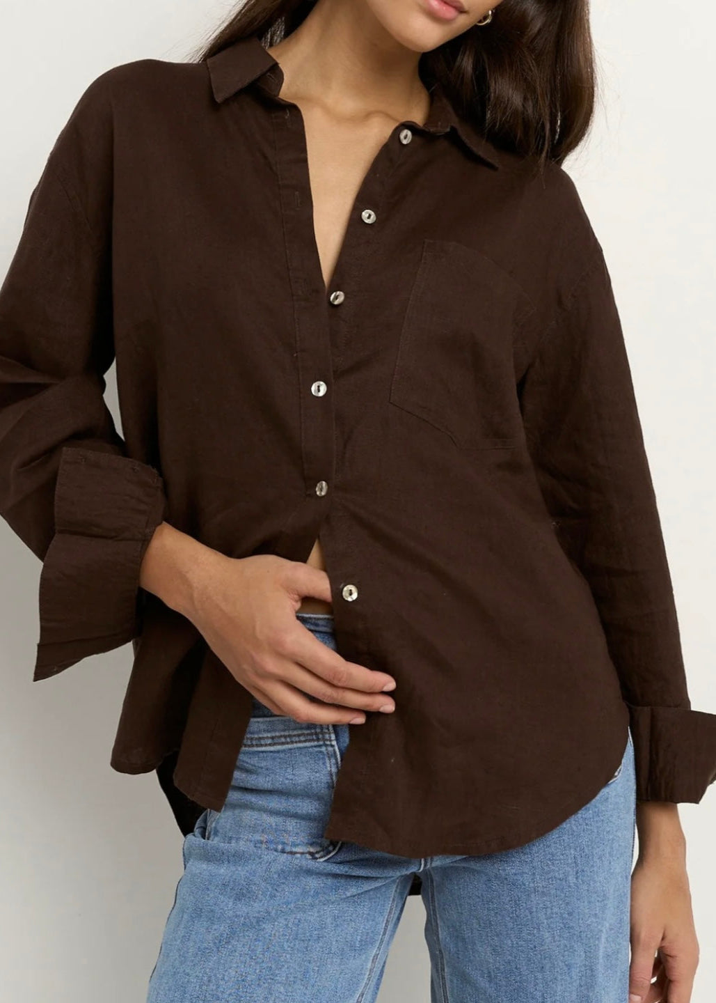 Optimum Linen Oversized Shirt ~ Chocolate