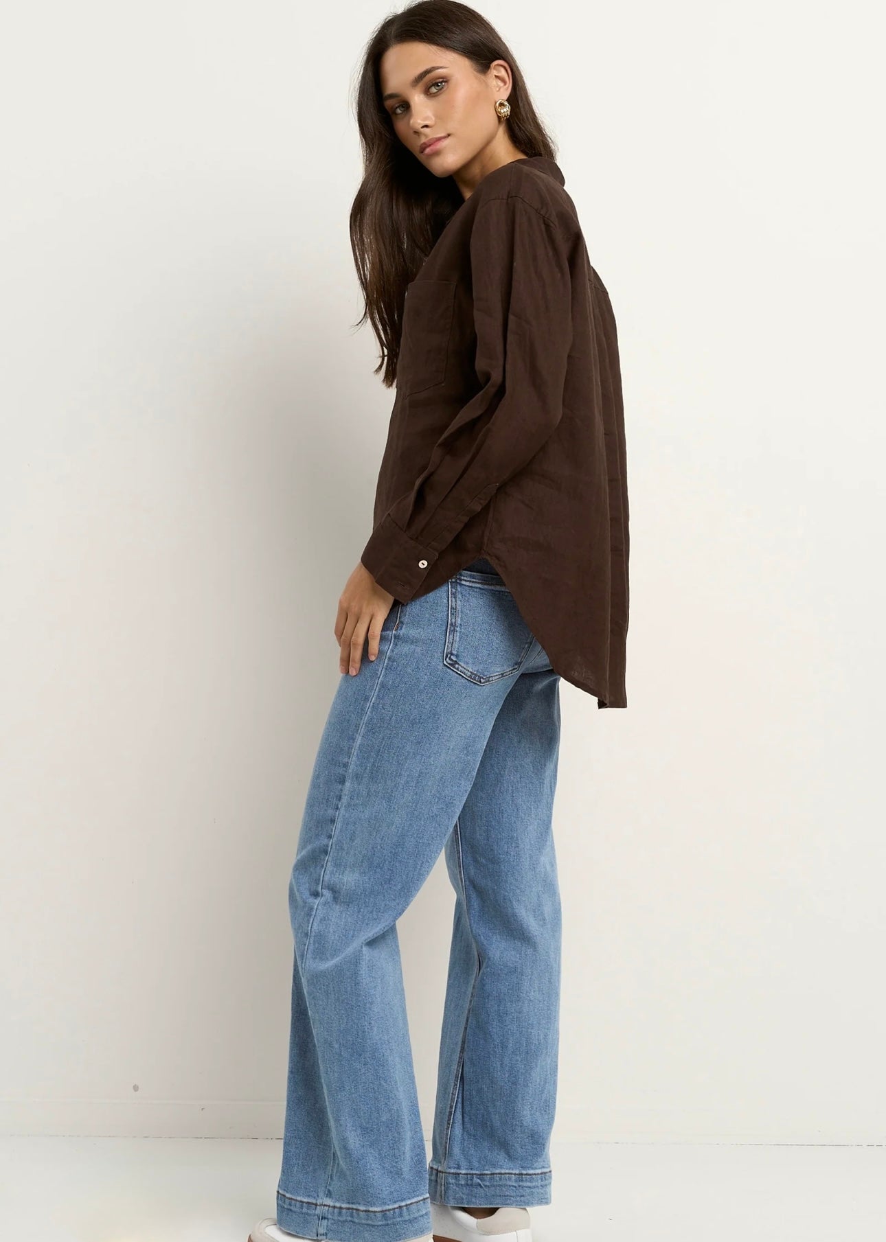 Optimum Linen Oversized Shirt ~ Chocolate