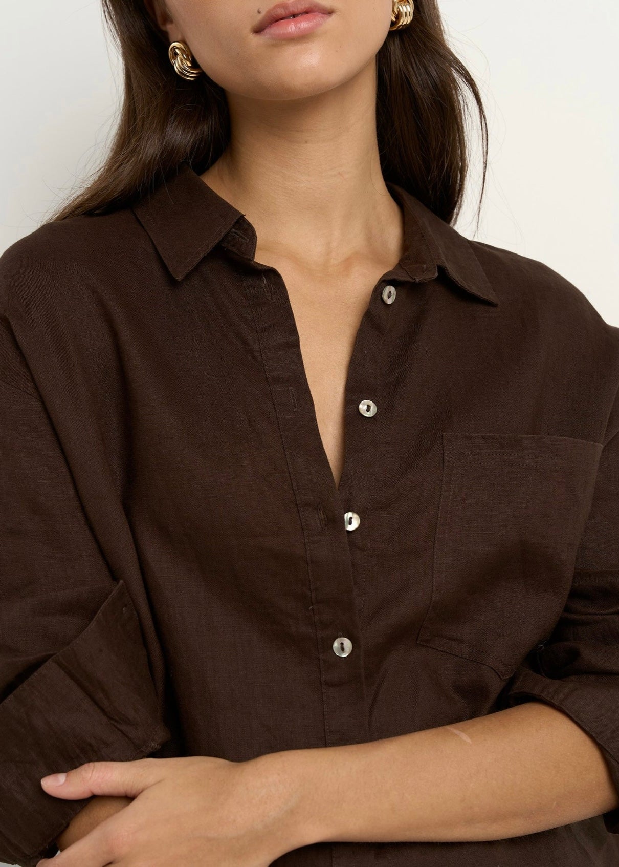 Optimum Linen Oversized Shirt ~ Chocolate