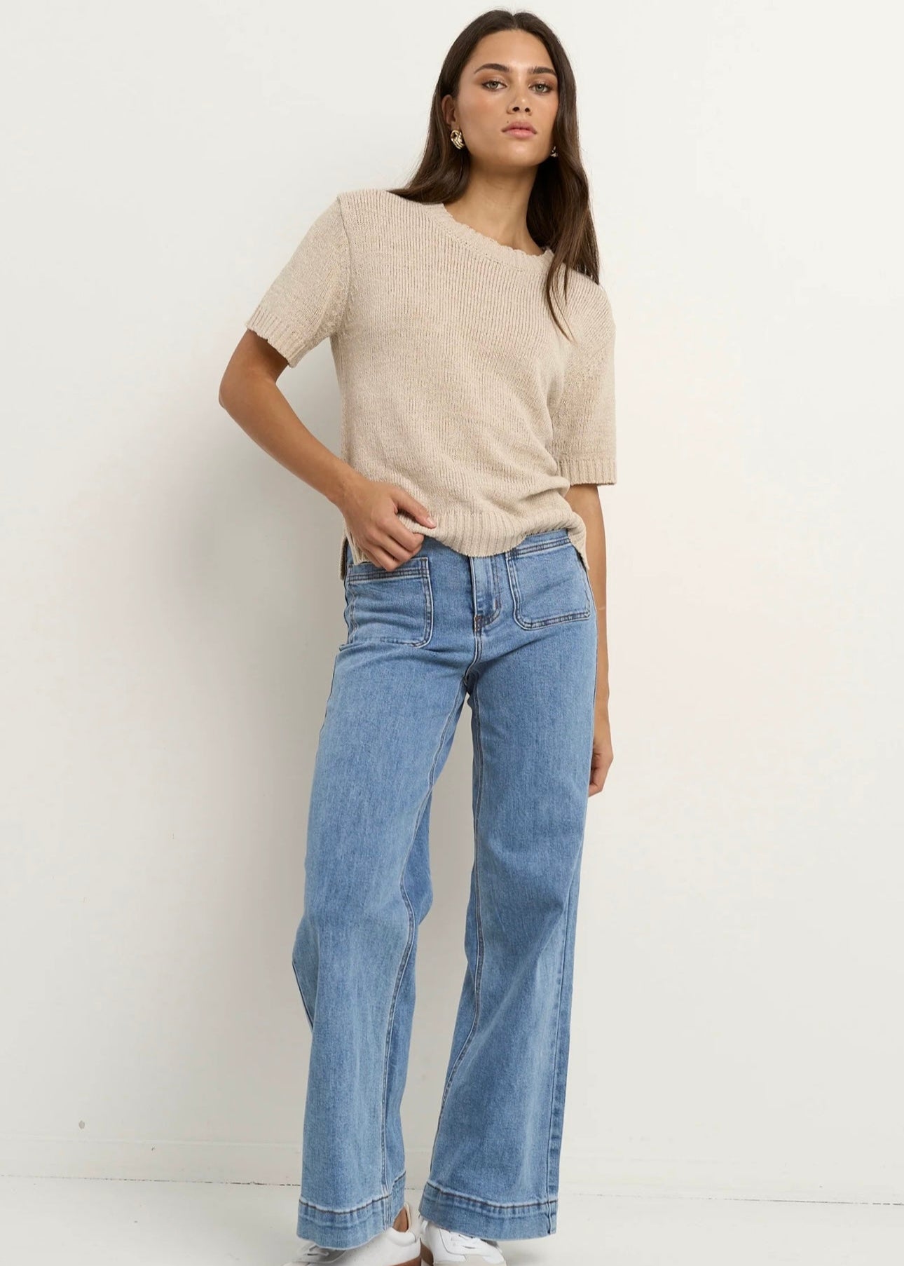 Loveable Tape Yarn Knit Tee ~ Natural