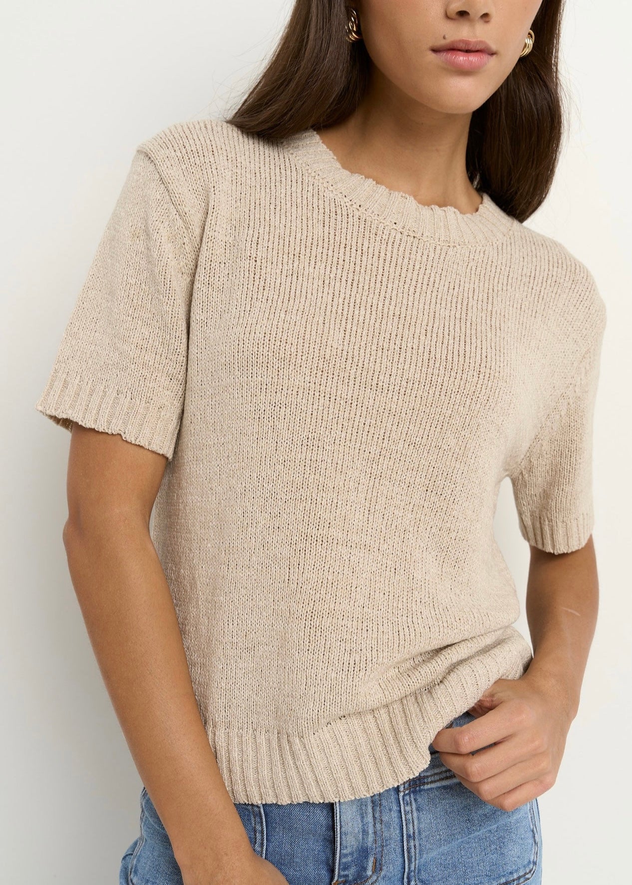 Loveable Tape Yarn Knit Tee ~ Natural
