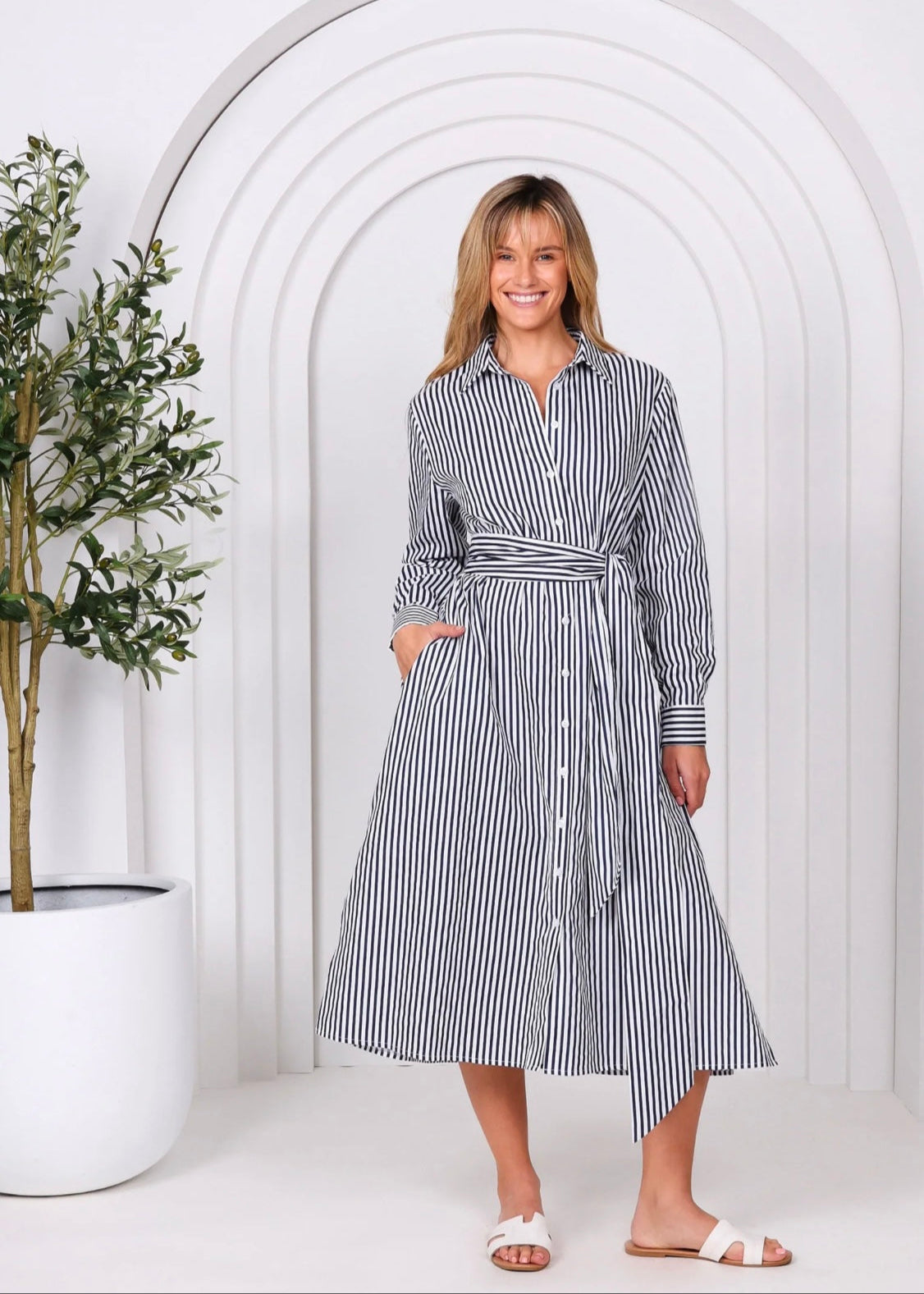 Lika Dress ~ Navy Stripes