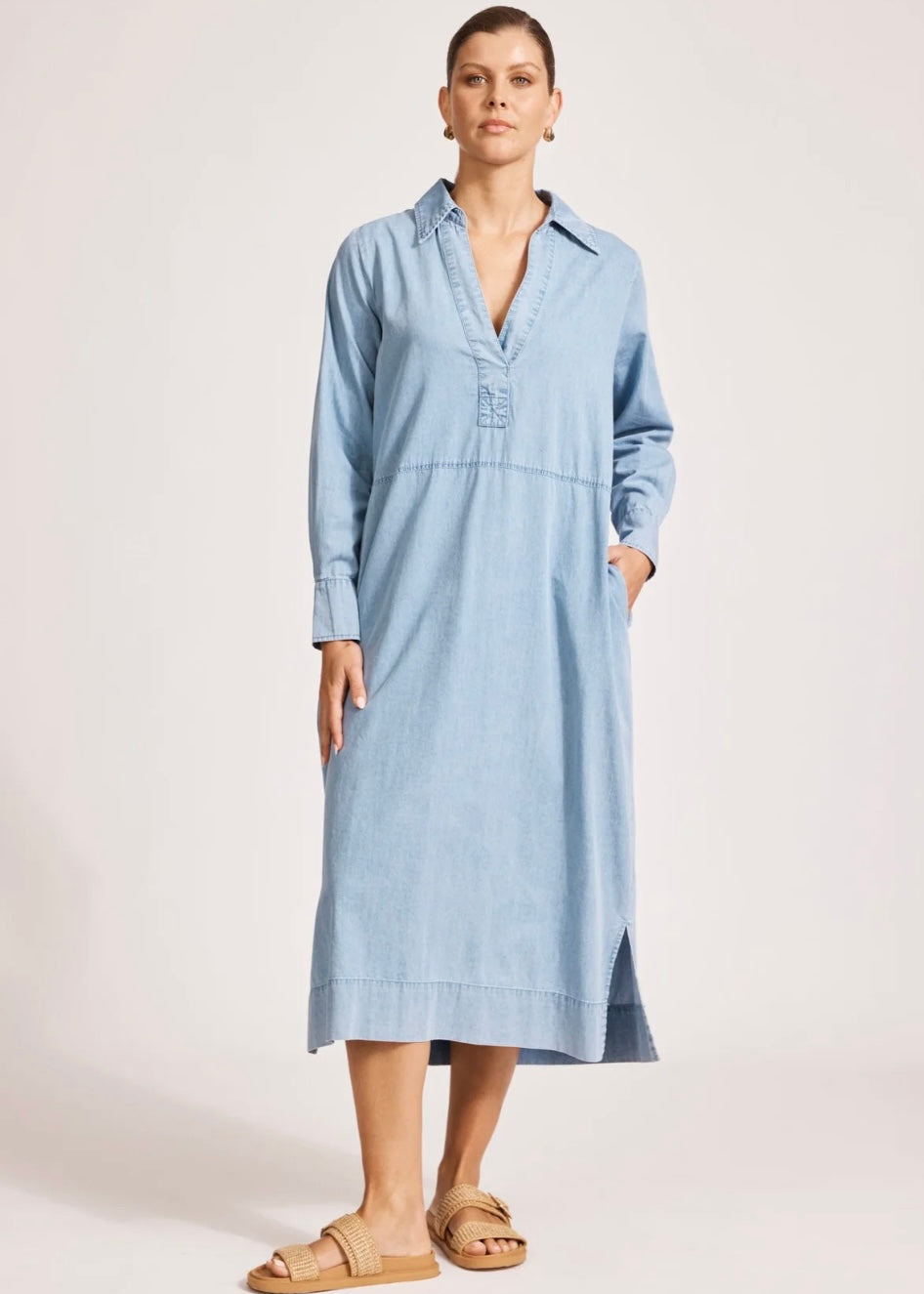 Melenia Collared Dress ~ Denim