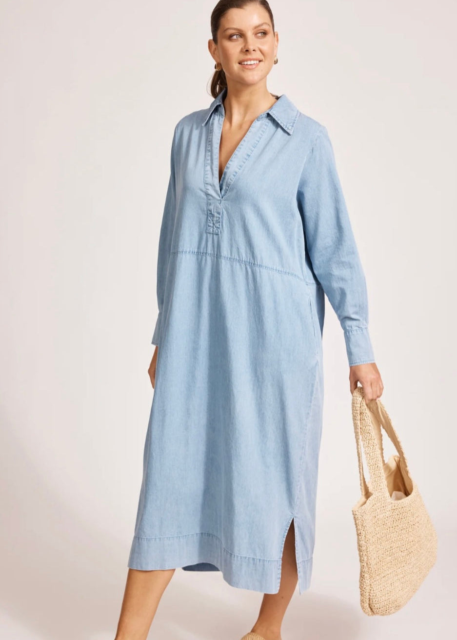 Melenia Collared Dress ~ Denim
