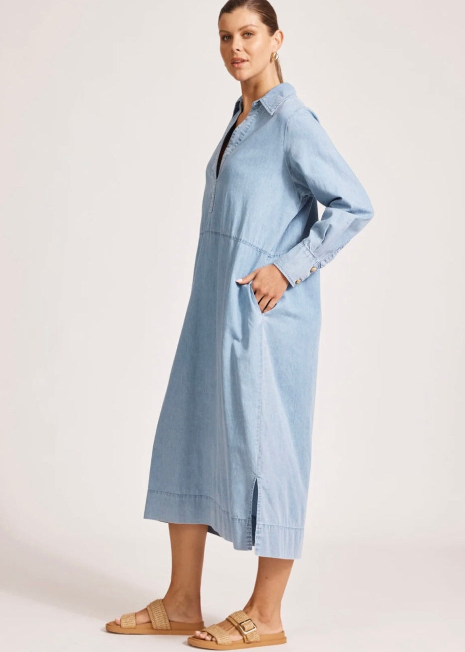 Melenia Collared Dress ~ Denim