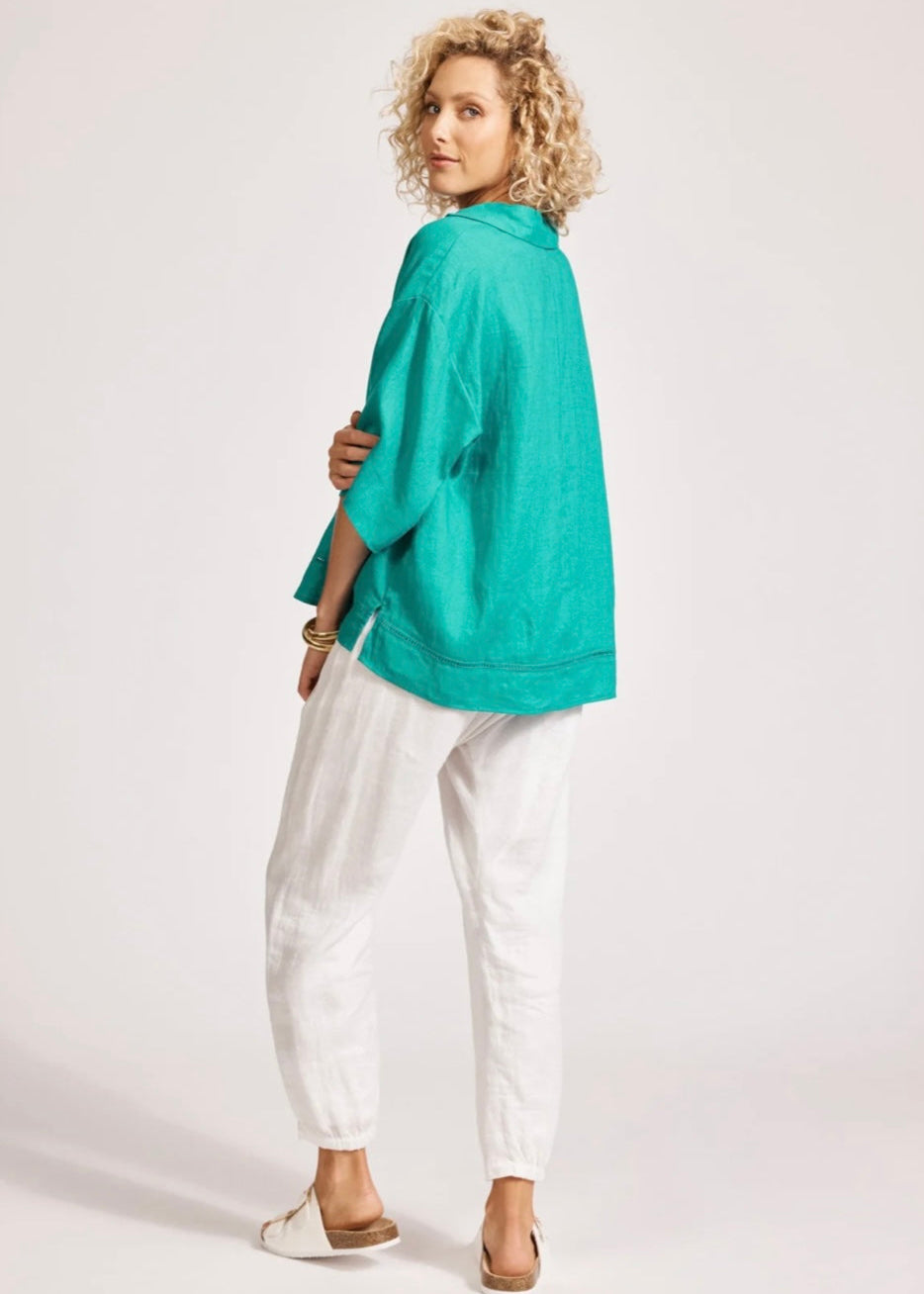 Miramar Collared Top ~ Lagoon