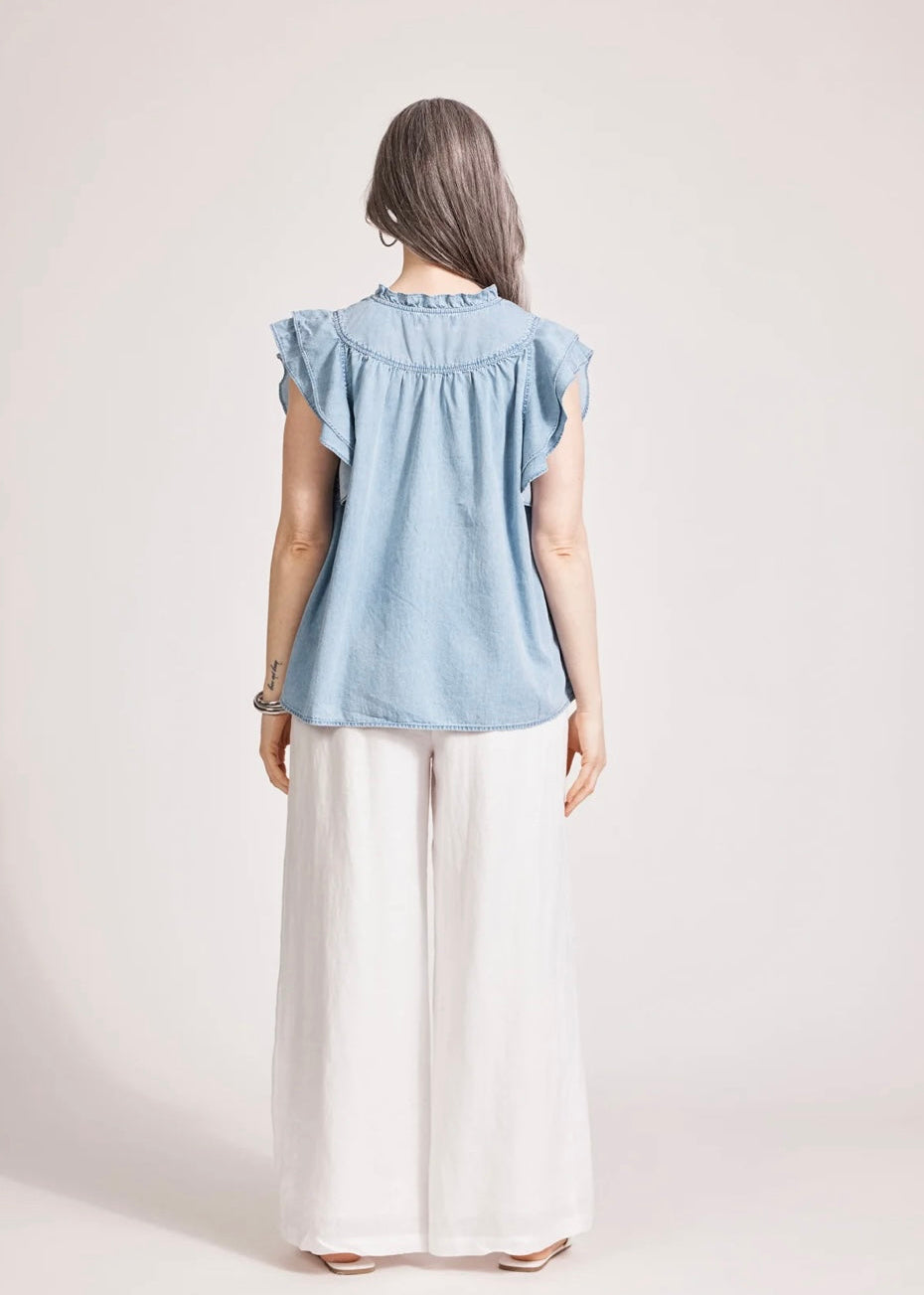 Melenia Frill Top ~ Denim
