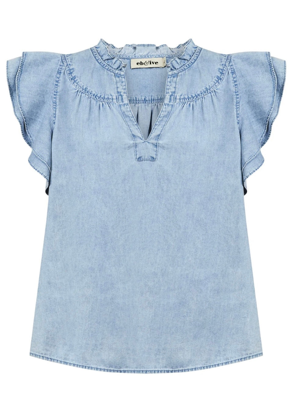 Melenia Frill Top ~ Denim