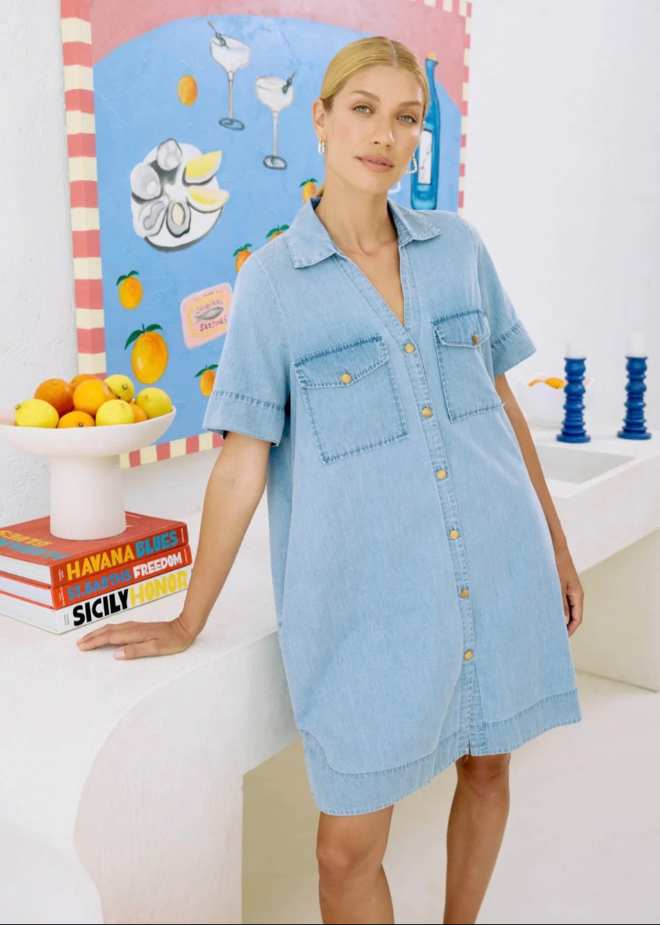 Melenia Shirt Dress ~ Denim