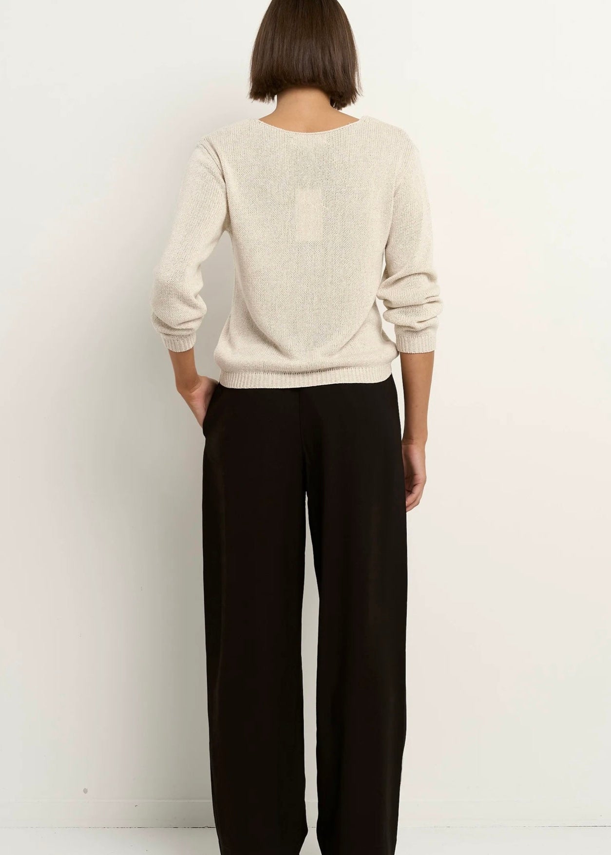 Afternoon Relaxed V Neck Knit Jumper ~ Natural