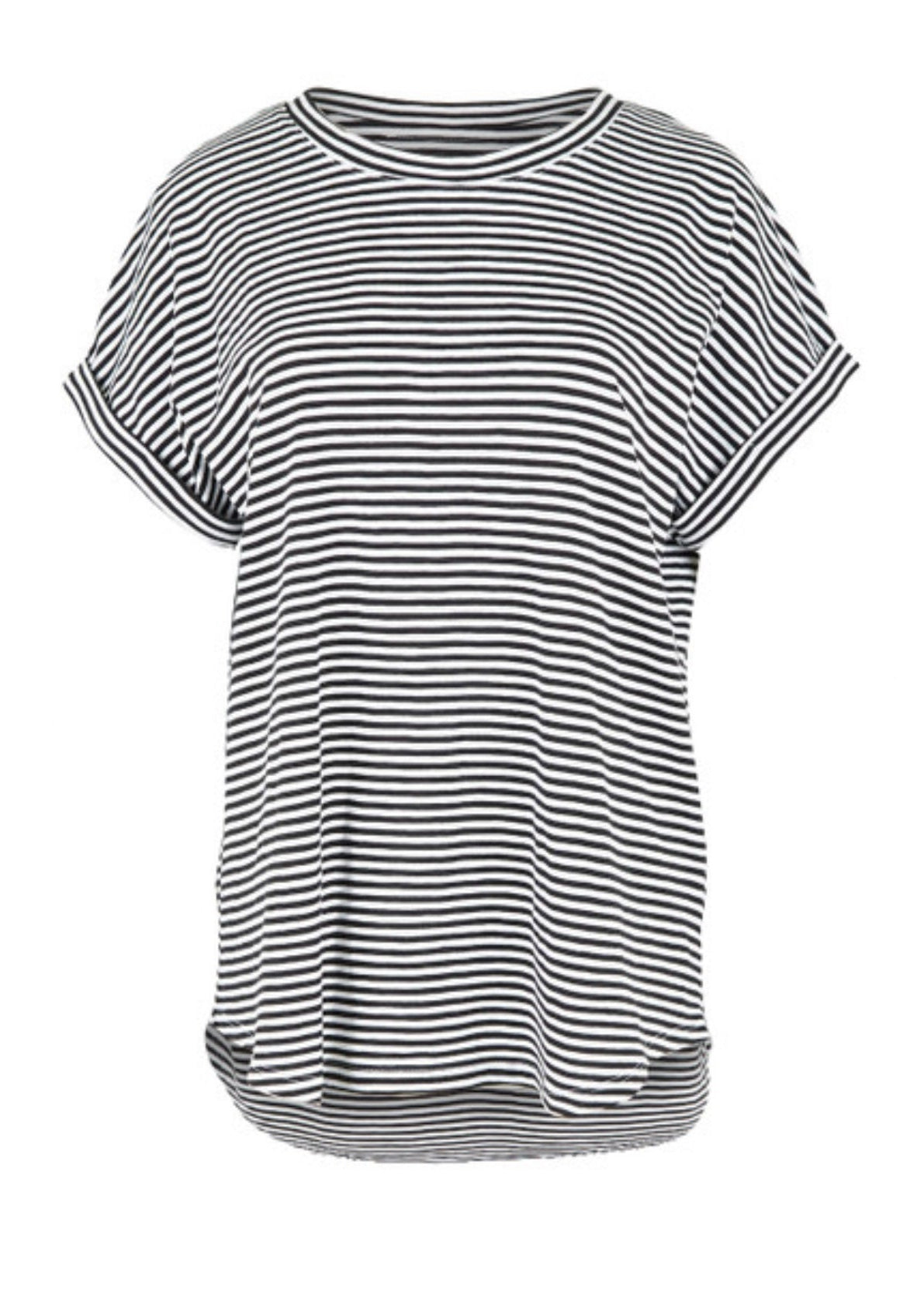 Hailey Short Sleeve Tee ~ White/Ebony Stripe