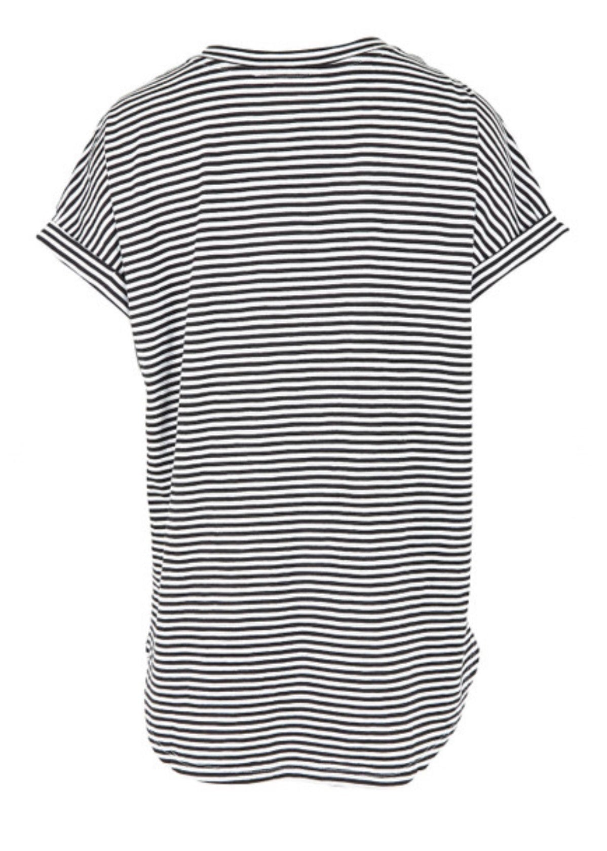 Hailey Short Sleeve Tee ~ White/Ebony Stripe