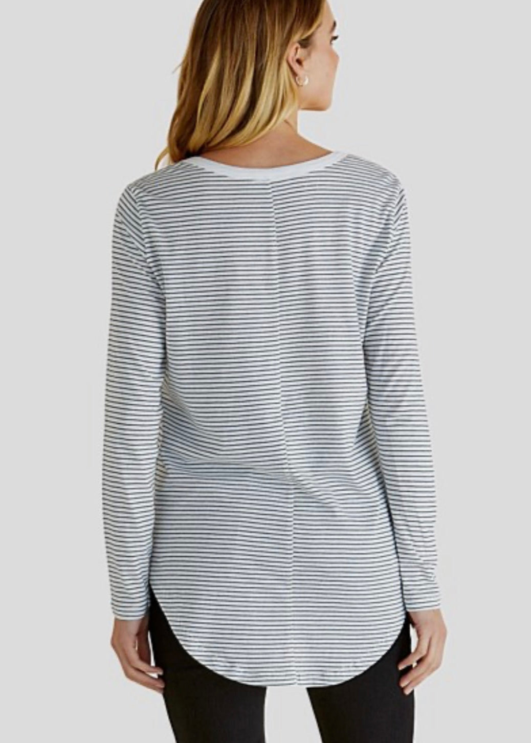 Megan Long Sleeve Top ~ White/Black Stripe