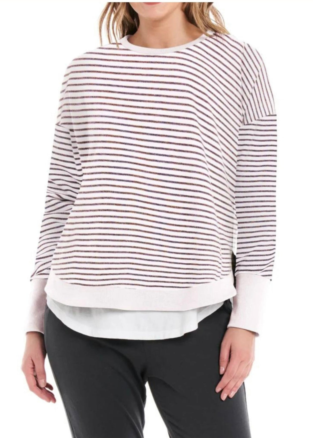 Lucy French Terry Sweat ~ Awning Stripe
