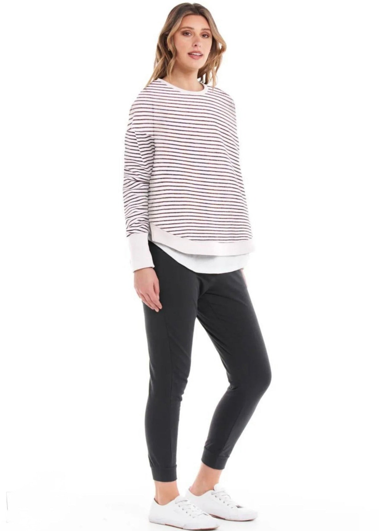 Lucy French Terry Sweat ~ Awning Stripe