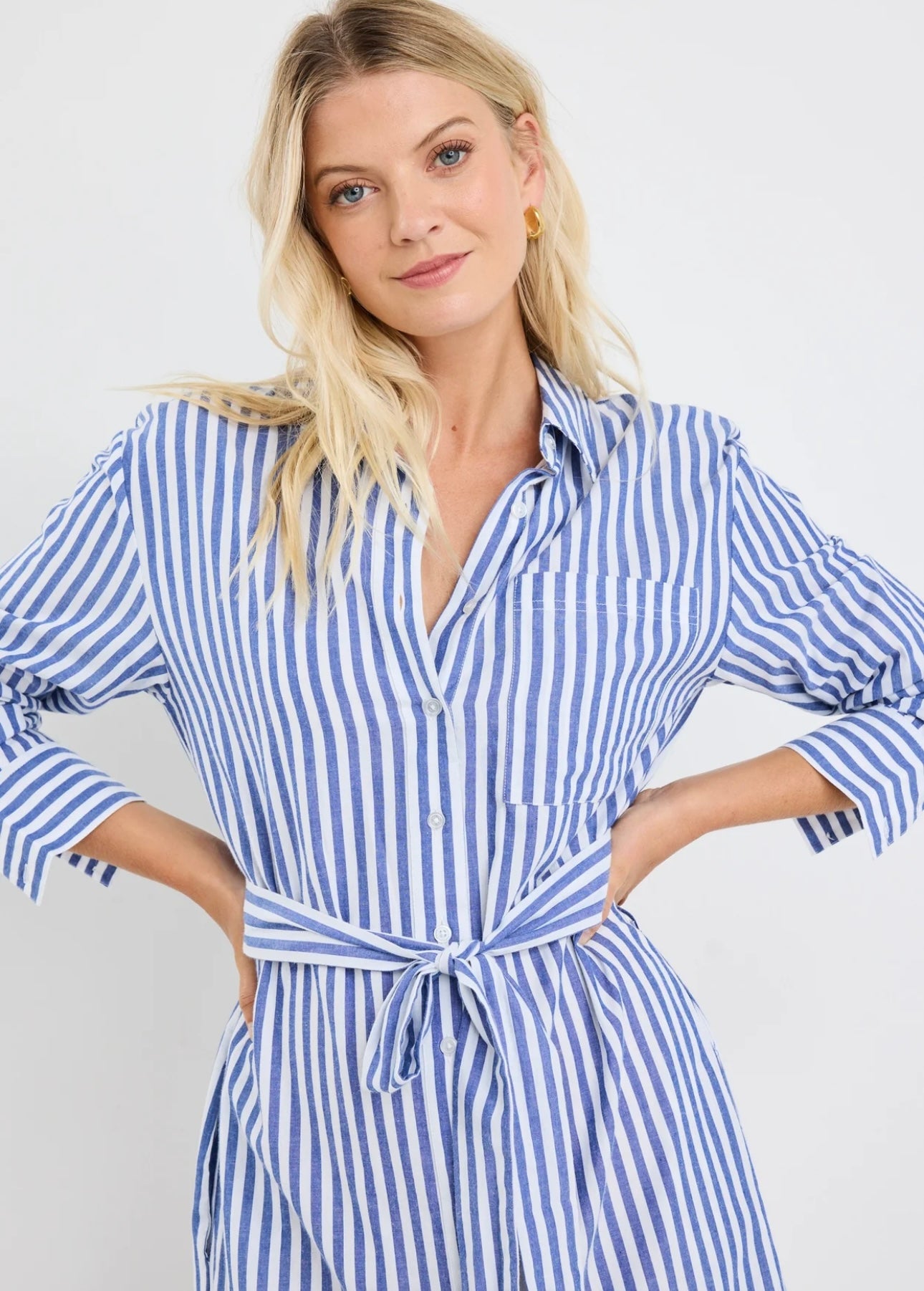 Forward Cotton Midi Dress ~ Blue Stripe