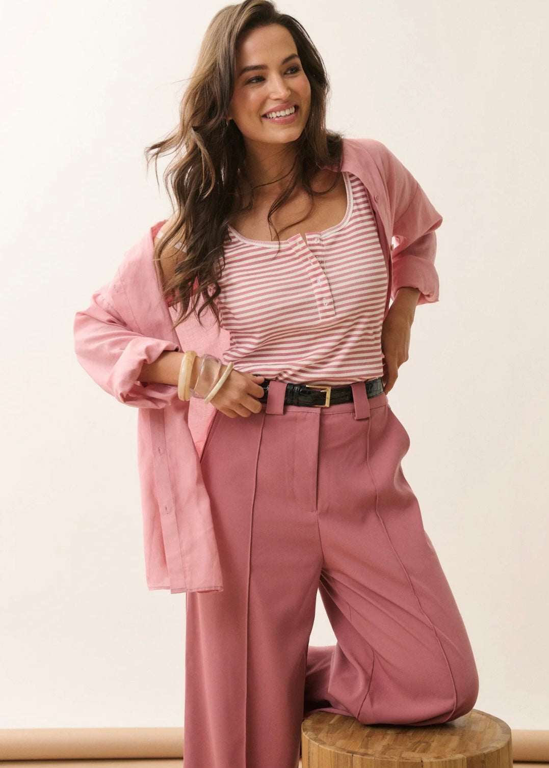 Calista Tank ~ Rose Stripe