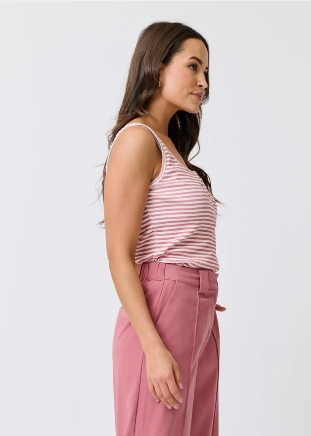 Calista Tank ~ Rose Stripe