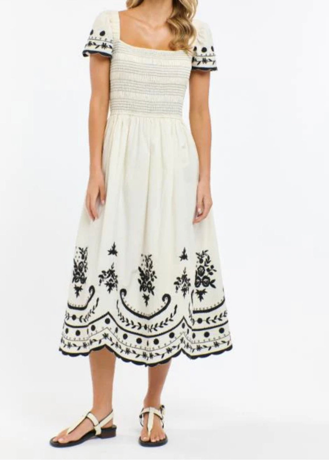 Marni Embroidered Dress ~ Vanilla/Black