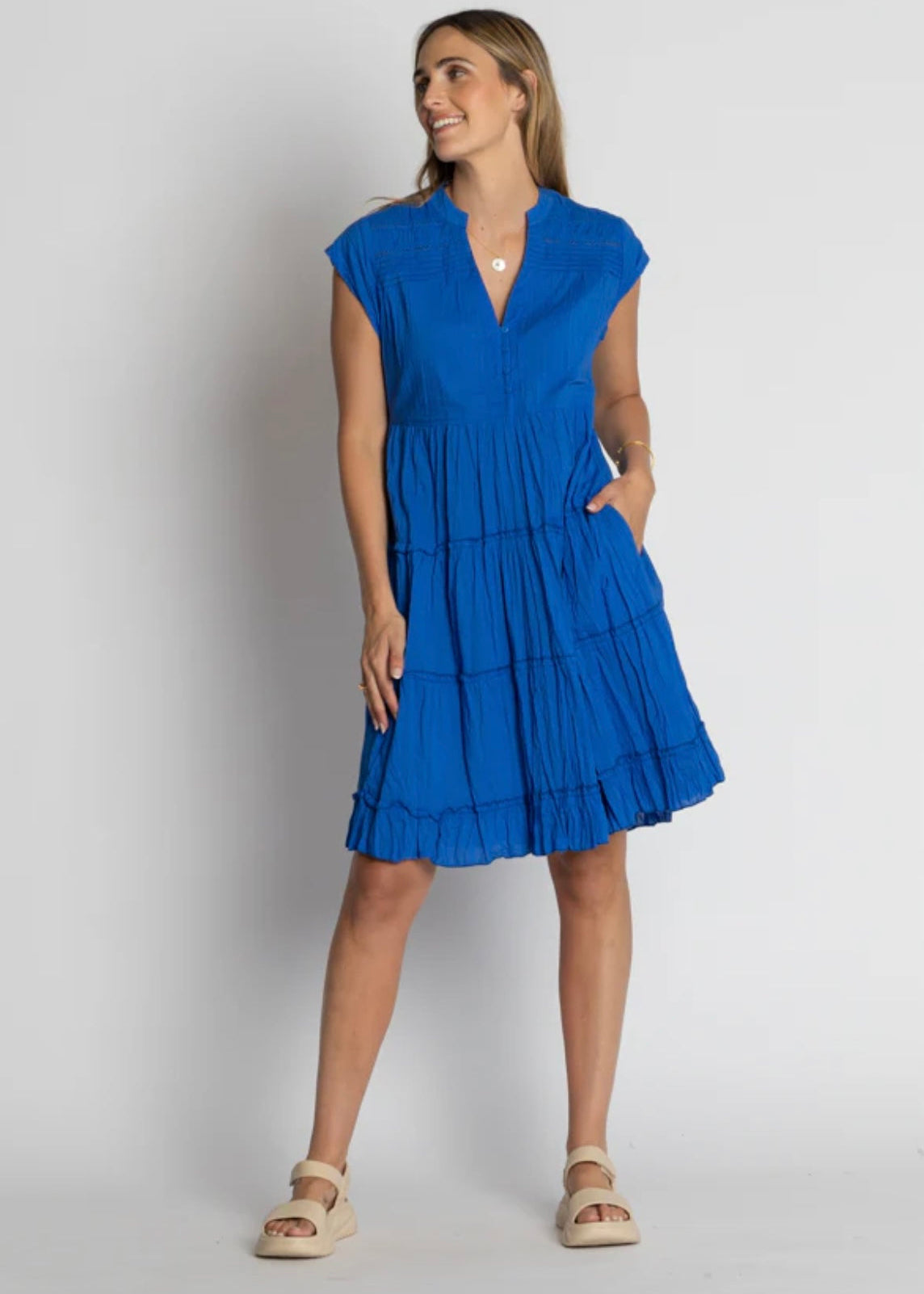 Shayna Tiered Dress ~ Ocean