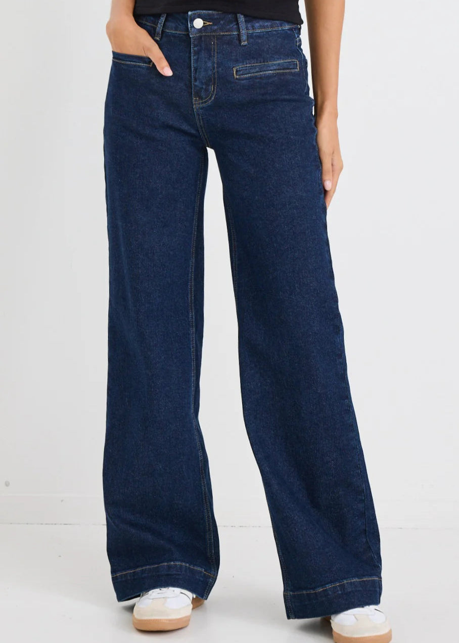 Concert Mid Rise Wide Leg Pocket Jeans ~ Indigo