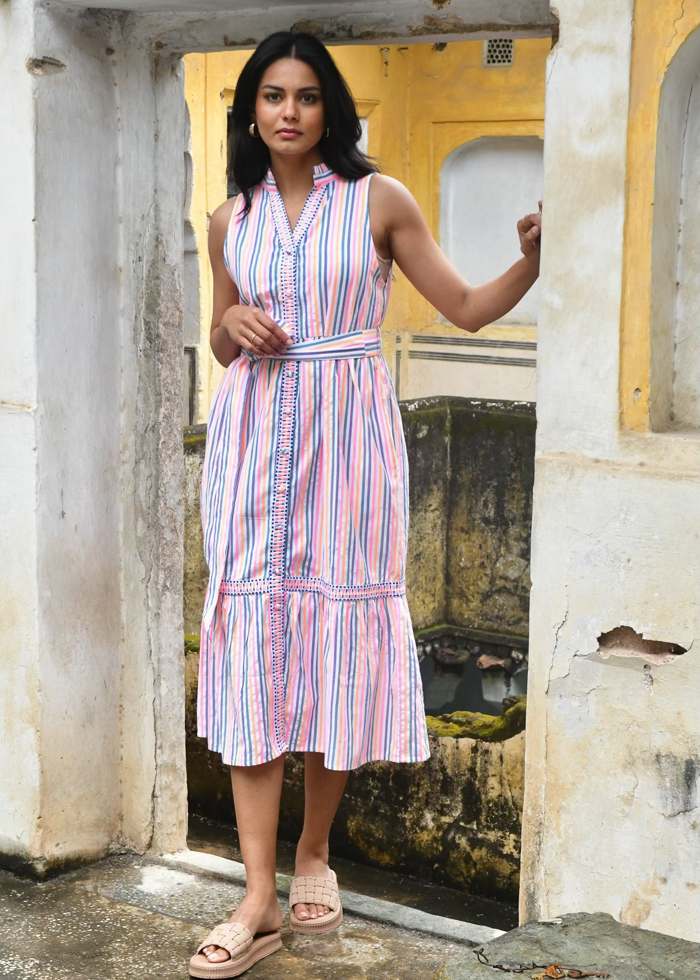 Sunset Sun Dress ~ Multi Stripe